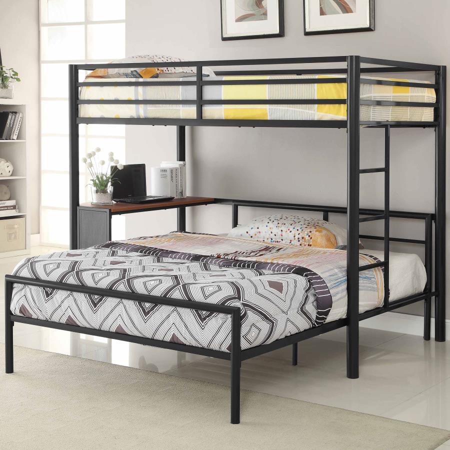 Fisher Twin Over Full Workstation Loft Bed Set Gunmetal (image for) Fisher Twin Over Full Workstation Loft Bed Set Gunmetal