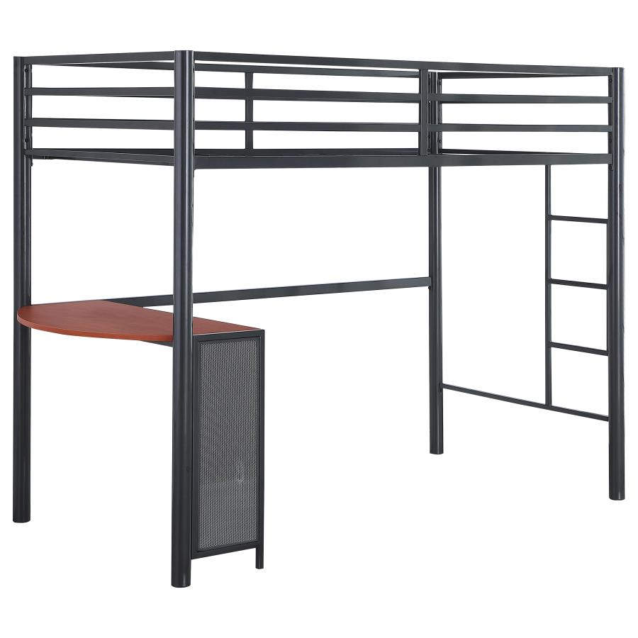 Fisher Twin Workstation Loft Bed Gunmetal (image for) Fisher Twin Workstation Loft Bed Gunmetal