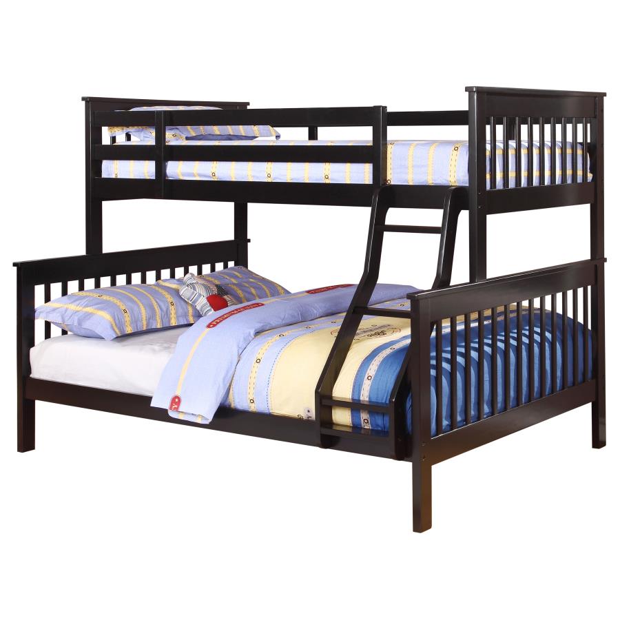 Chapman Wood Twin Over Full Bunk Bed Black (image for) Chapman Wood Twin Over Full Bunk Bed Black