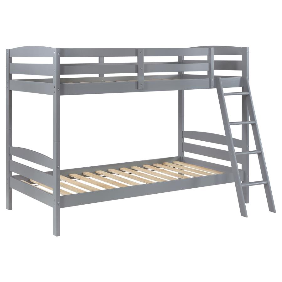 Rhea Wood Twin Over Twin Bunk Bed Grey (image for) Rhea Wood Twin Over Twin Bunk Bed Grey
