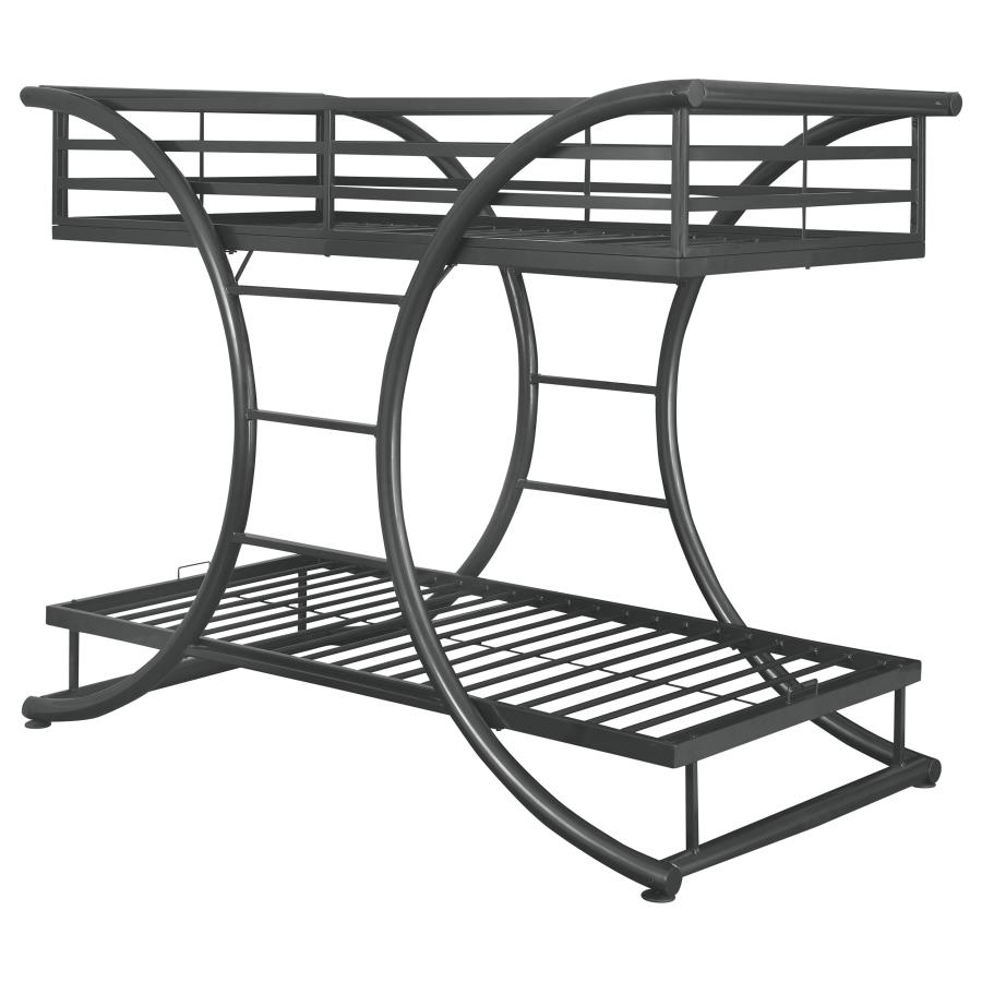 Stephan Metal Twin Over Twin Bunk Bed Gunmetal (image for) Stephan Metal Twin Over Twin Bunk Bed Gunmetal