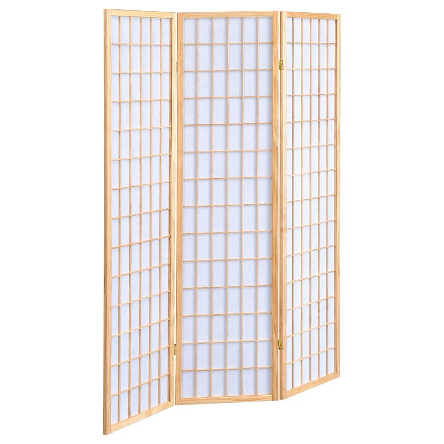 Carrie 3-Panel Room Divider Folding Shoji Screen Natural (image for) Carrie 3-Panel Room Divider Folding Shoji Screen Natural