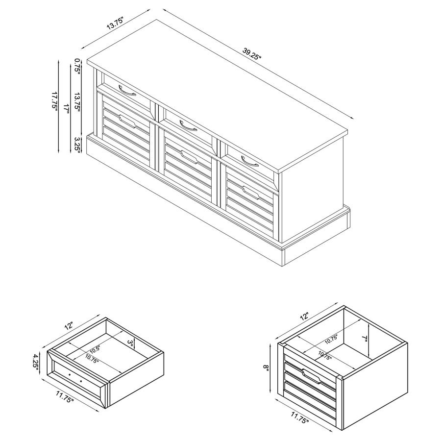 Modal Additional Images for Alma 3-drawer Storage Bench White and Weathered Grey