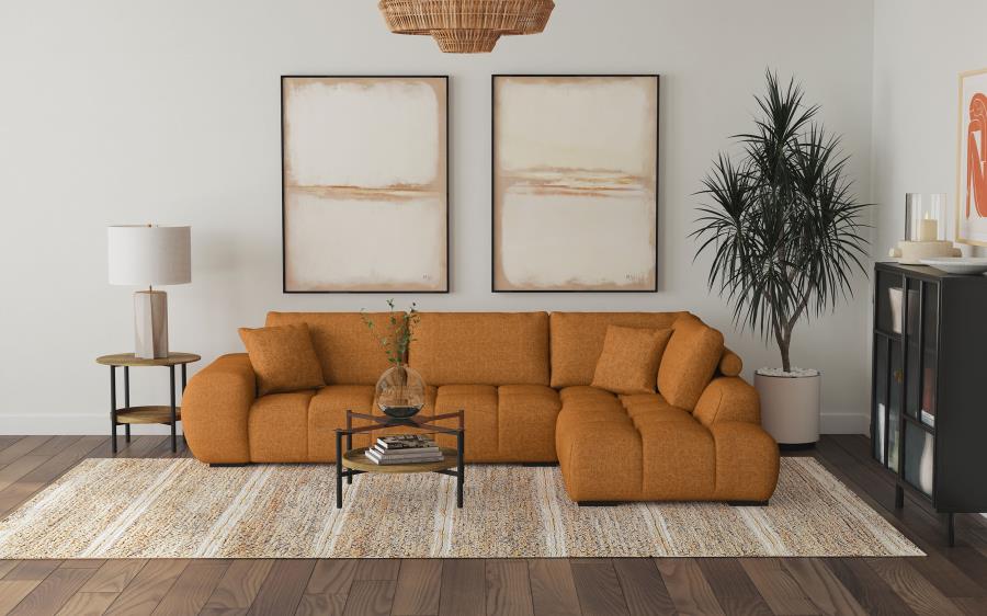 Camacho Upholstered Chaise Sectional Sofa Orange (image for) Camacho Upholstered Chaise Sectional Sofa Orange