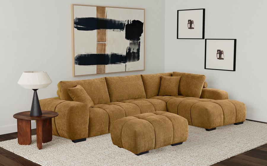 Camacho Upholstered Sectional Sofa with Ottoman Set Amber (image for) Camacho Upholstered Sectional Sofa with Ottoman Set Amber