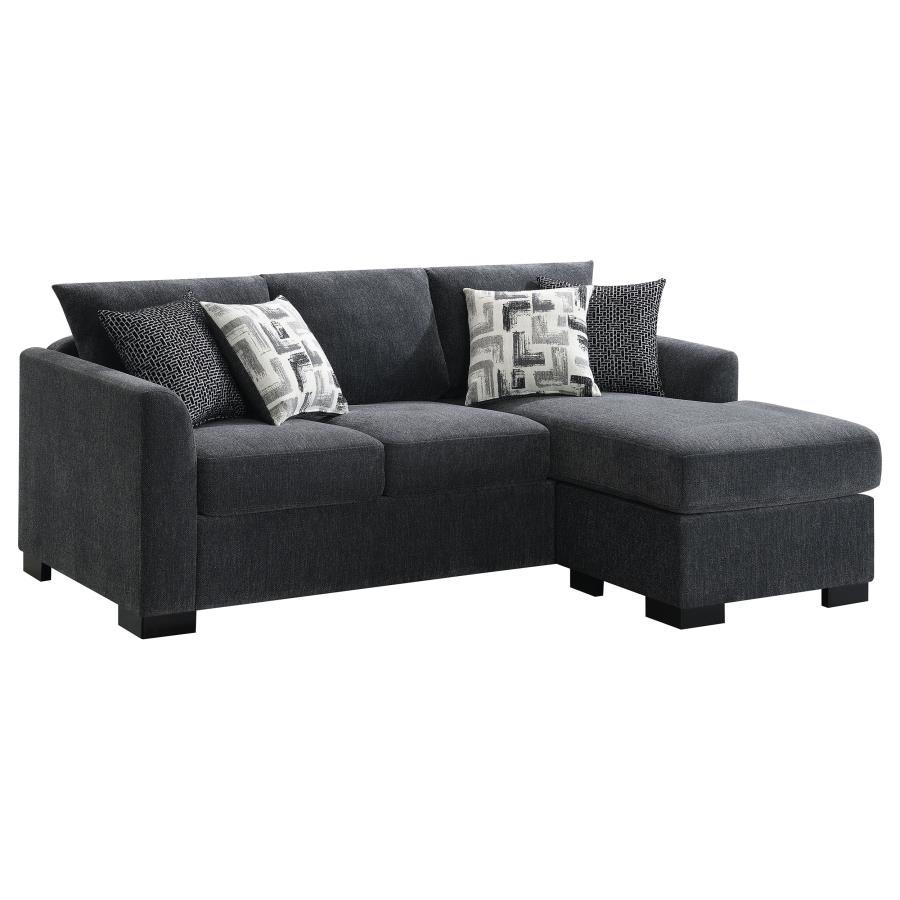 Storey Upholstered Sleeper Sectional Chaise Sofa Dark Grey (image for) Storey Upholstered Sleeper Sectional Chaise Sofa Dark Grey