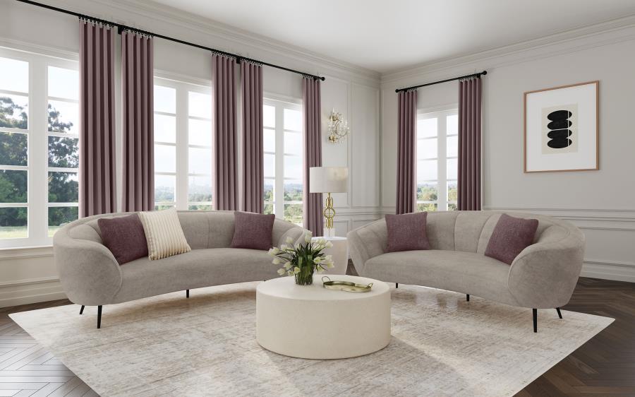 Ellorie 2-piece Upholstered Curved Sofa Set Beige (image for) Ellorie 2-piece Upholstered Curved Sofa Set Beige