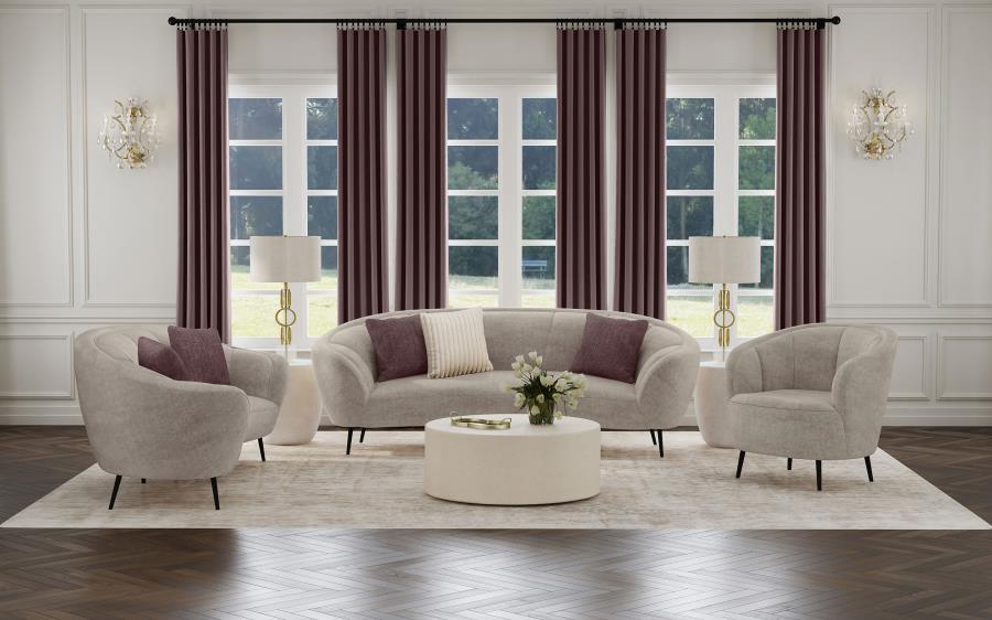 Ellorie 3-piece Upholstered Curved Sofa Set Beige (image for) Ellorie 3-piece Upholstered Curved Sofa Set Beige