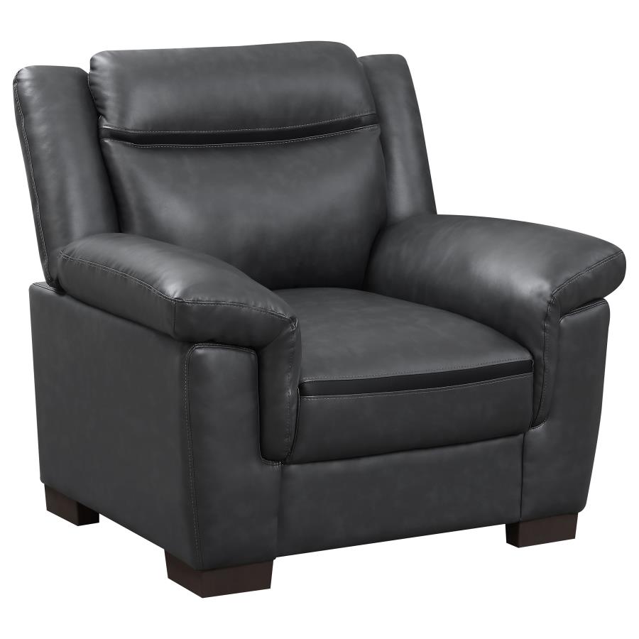 Arabella Upholstered Padded Arm Accent Chair Grey (image for) Arabella Upholstered Padded Arm Accent Chair Grey