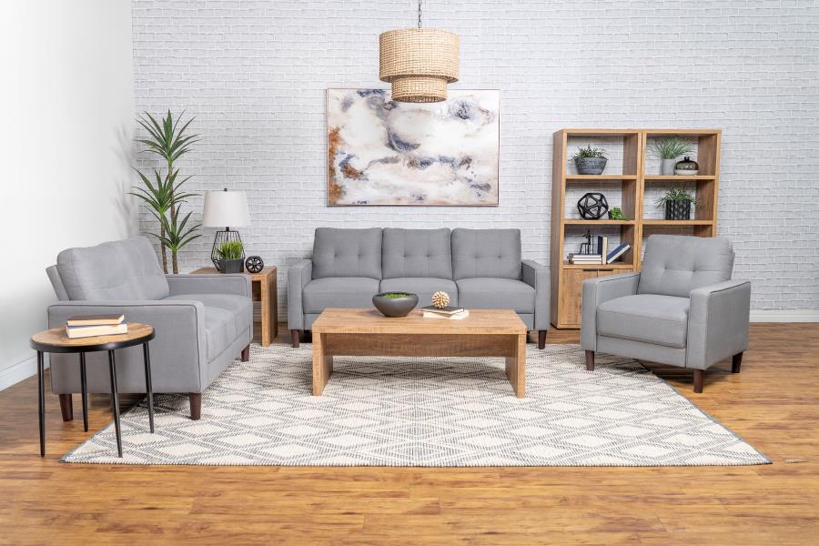 Bowen 3-piece Upholstered Track Arm Tufted Sofa Set Grey (image for) Bowen 3-piece Upholstered Track Arm Tufted Sofa Set Grey