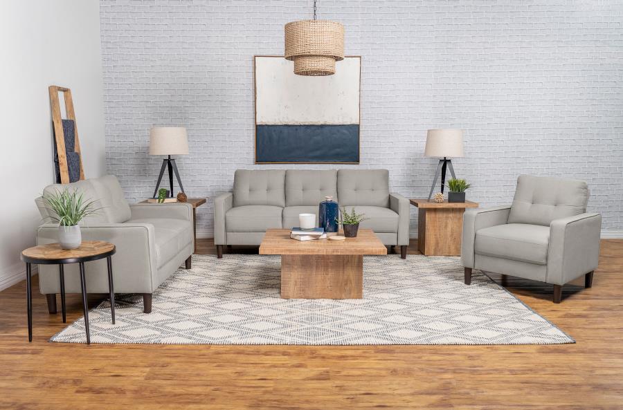 Bowen 3-piece Upholstered Track Arm Tufted Sofa Set Beige (image for) Bowen 3-piece Upholstered Track Arm Tufted Sofa Set Beige