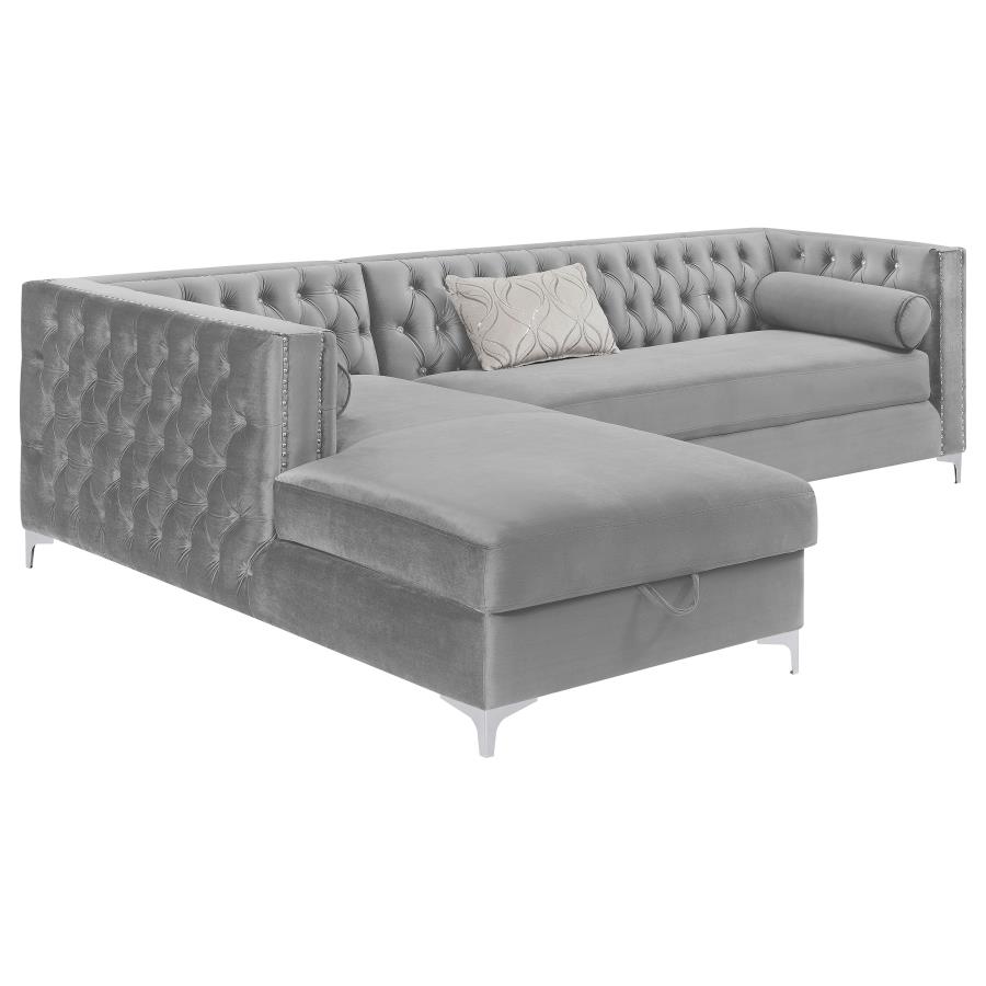 Bellaire Upholstered Storage Chaise Sectional Sofa Grey (image for) Bellaire Upholstered Storage Chaise Sectional Sofa Grey