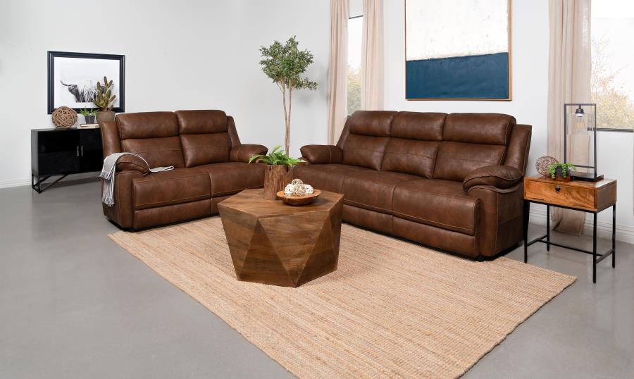 Ellington 2-piece Upholstered Padded Arm Sofa Set Dark Brown (image for) Ellington 2-piece Upholstered Padded Arm Sofa Set Dark Brown