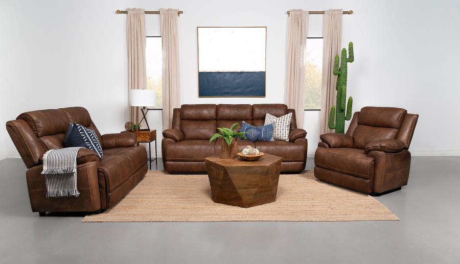 Ellington 3-piece Upholstered Padded Arm Sofa Set Dark Brown (image for) Ellington 3-piece Upholstered Padded Arm Sofa Set Dark Brown