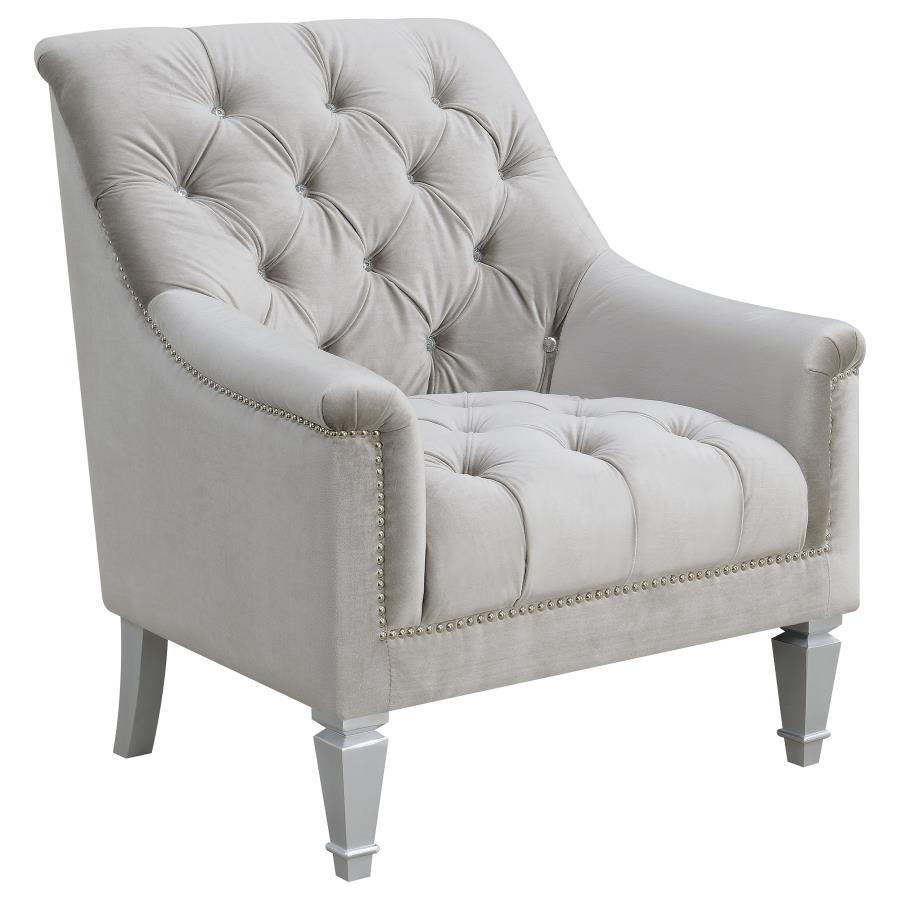 Avonlea Velvet Upholstered Sloped Arm Chair Grey Velvet (image for) Avonlea Velvet Upholstered Sloped Arm Chair Grey Velvet
