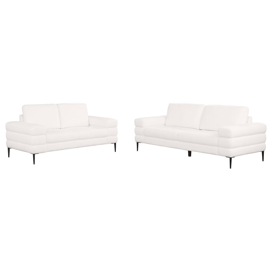 Jessel 2-piece Chenille Upholstered Sofa Set Ivory (image for) Jessel 2-piece Chenille Upholstered Sofa Set Ivory