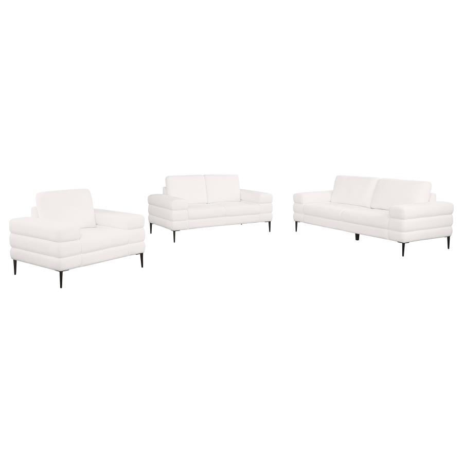 Jessel 3-piece Chenille Upholstered Sofa Set Ivory (image for) Jessel 3-piece Chenille Upholstered Sofa Set Ivory