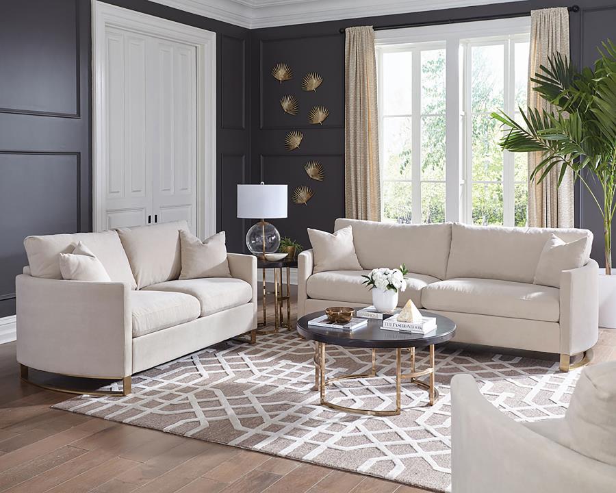 Corliss 3-piece Upholstered Arched Arm Sofa Set Beige (image for) Corliss 3-piece Upholstered Arched Arm Sofa Set Beige