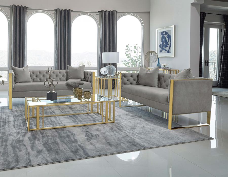 Eastbrook 2-piece Velvet Upholstered Tufted Sofa Set Grey (image for) Eastbrook 2-piece Velvet Upholstered Tufted Sofa Set Grey