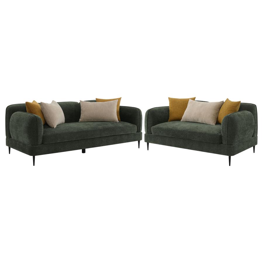Jade 2-piece Chenille Upholstered Sofa Set Green (image for) Jade 2-piece Chenille Upholstered Sofa Set Green