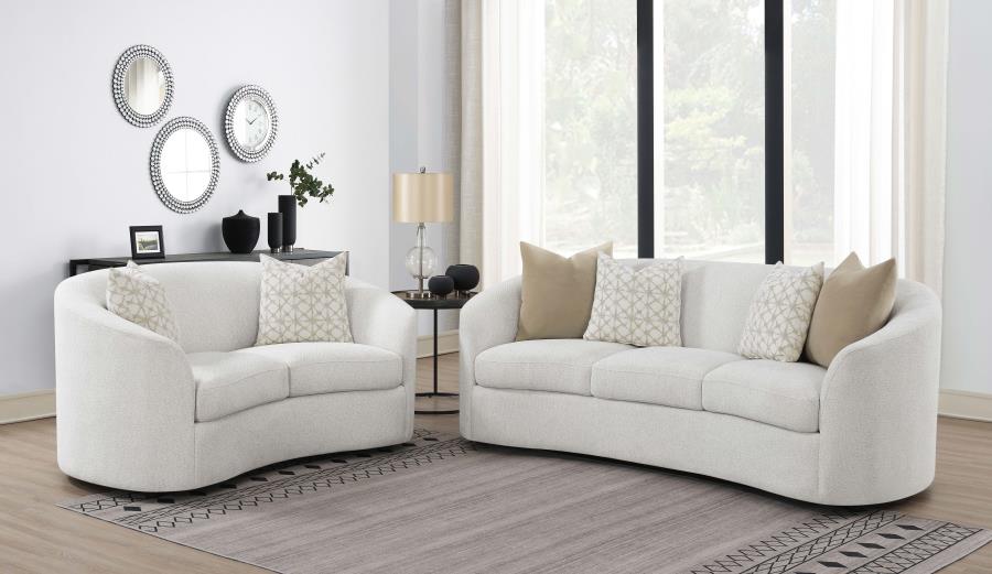 Rainn 2-piece Boucle Upholstered Sloped Arm Sofa Set Latte (image for) Rainn 2-piece Boucle Upholstered Sloped Arm Sofa Set Latte