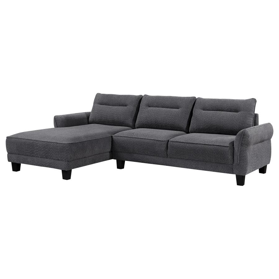 Caspian Upholstered Curved Arm Chaise Sectional Sofa Grey (image for) Caspian Upholstered Curved Arm Chaise Sectional Sofa Grey