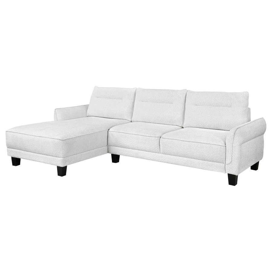 Caspian Upholstered Curved Arm Chaise Sectional Sofa White (image for) Caspian Upholstered Curved Arm Chaise Sectional Sofa White