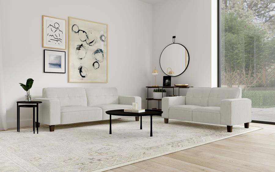 Deerhurst 2-piece Upholstered Track Arm Sofa Set Greige (image for) Deerhurst 2-piece Upholstered Track Arm Sofa Set Greige
