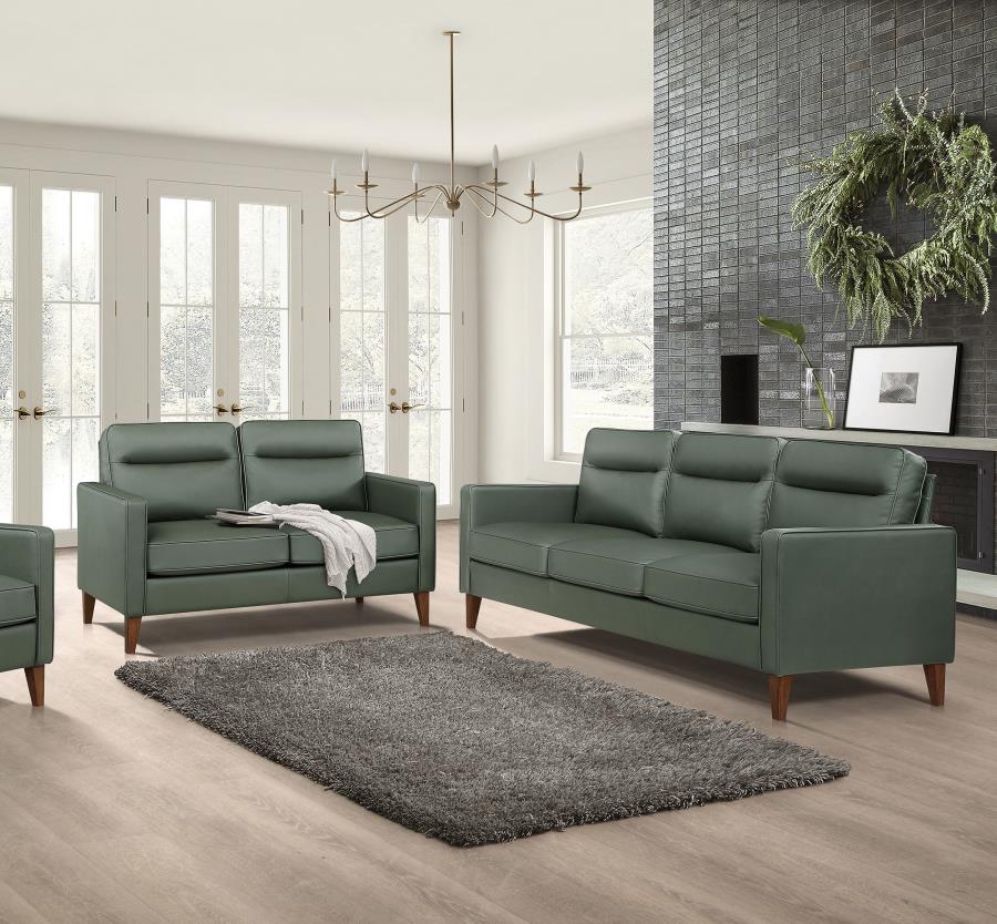 Jonah 2-piece Upholstered Track Arm Sofa Set Green (image for) Jonah 2-piece Upholstered Track Arm Sofa Set Green