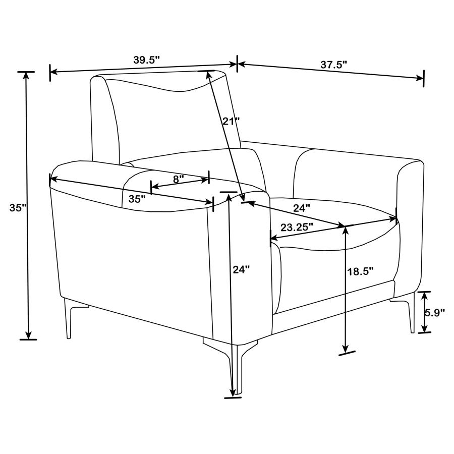 Modal Additional Images for Glenmark 3-piece Upholstered Track Arm Sofa Set Taupe