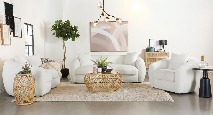 Isabella 3-piece Faux Sheepskin Upholstered Sofa Set Natural (image for) Isabella 3-piece Faux Sheepskin Upholstered Sofa Set Natural