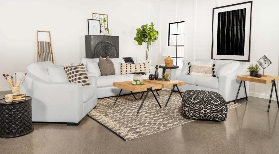 Ashlyn 3-piece Upholstered Sloped Arm Sofa Set White (image for) Ashlyn 3-piece Upholstered Sloped Arm Sofa Set White