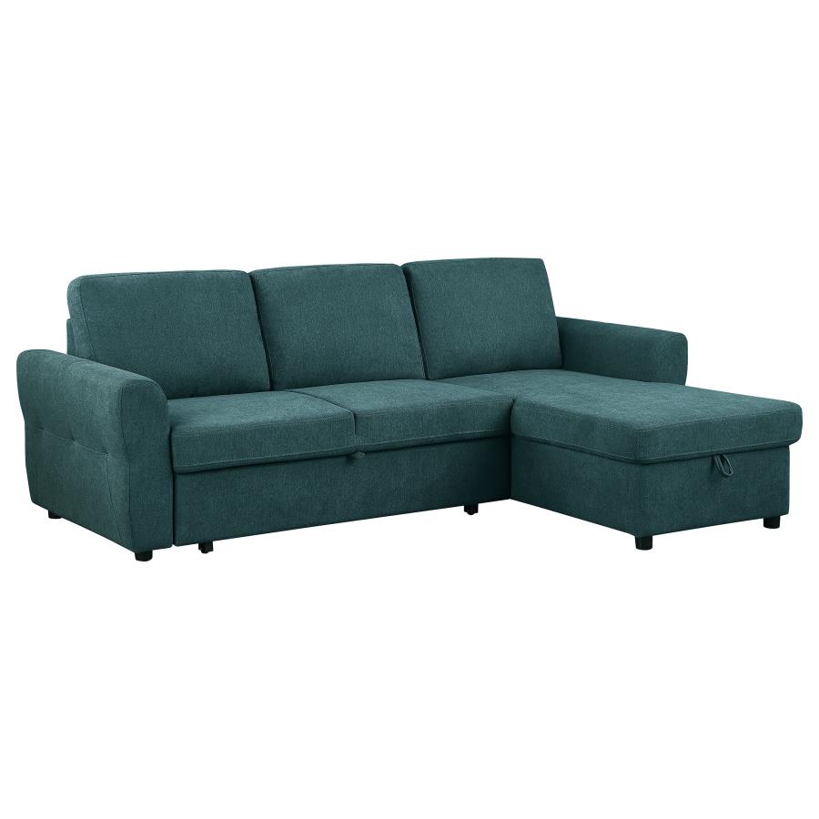 Samantha Upholstered Storage Sleeper Sectional Sofa Teal (image for) Samantha Upholstered Storage Sleeper Sectional Sofa Teal