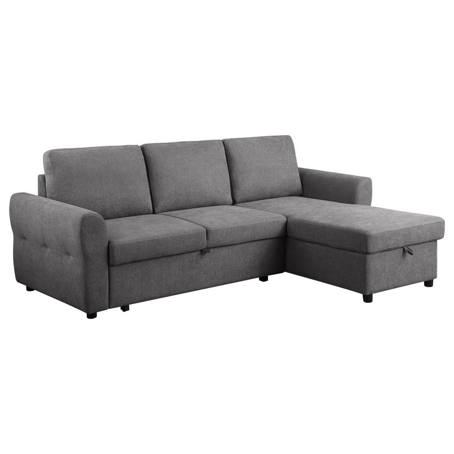 Samantha Upholstered Storage Sleeper Sectional Sofa Grey (image for) Samantha Upholstered Storage Sleeper Sectional Sofa Grey