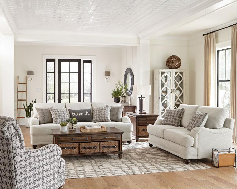 Glenn 2-piece Upholstered Sofa Set Light Grey and Grey (image for) Glenn 2-piece Upholstered Sofa Set Light Grey and Grey