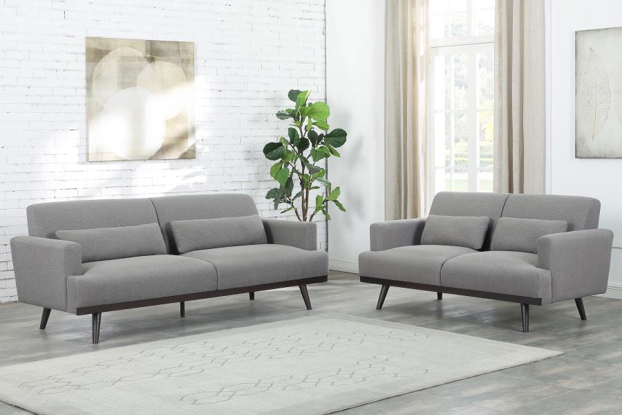 Blake 2-piece Upholstered Track Arm Sofa Set Sharkskin (image for) Blake 2-piece Upholstered Track Arm Sofa Set Sharkskin