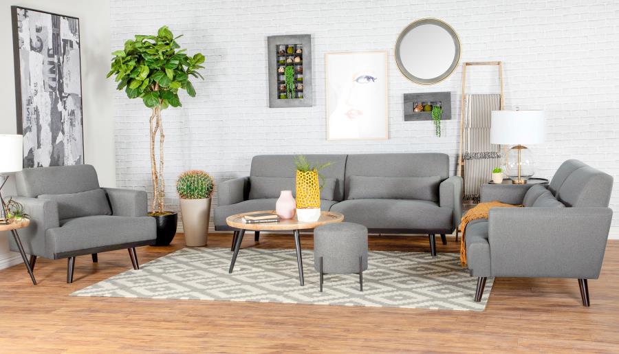 Blake 3-piece Upholstered Track Arm Sofa Set Sharkskin (image for) Blake 3-piece Upholstered Track Arm Sofa Set Sharkskin