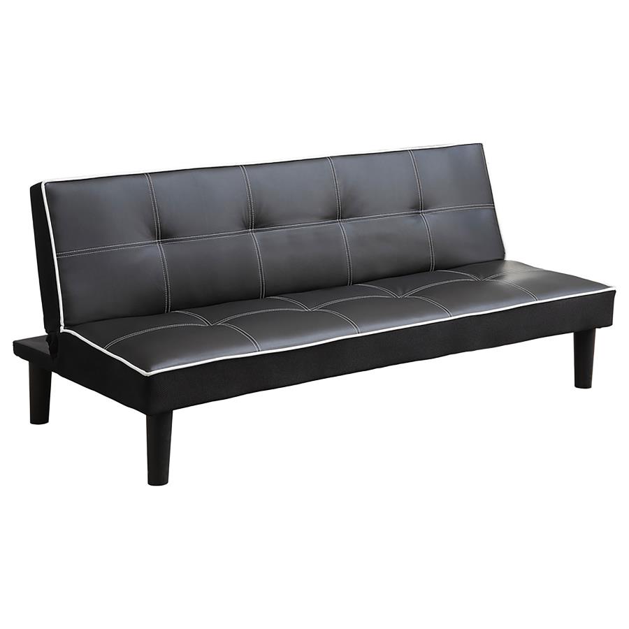 Katrina Upholstered Tufted Convertible Sofa Bed Black (image for) Katrina Upholstered Tufted Convertible Sofa Bed Black
