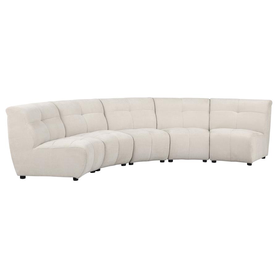 Charlotte 5-piece Upholstered Modular Sectional Sofa Ivory (image for) Charlotte 5-piece Upholstered Modular Sectional Sofa Ivory