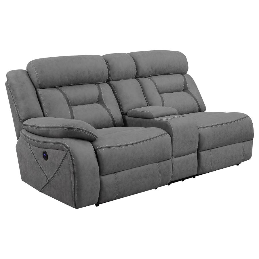 Higgins Upholstered LAF Power Loveseat Grey (image for) Higgins Upholstered LAF Power Loveseat Grey