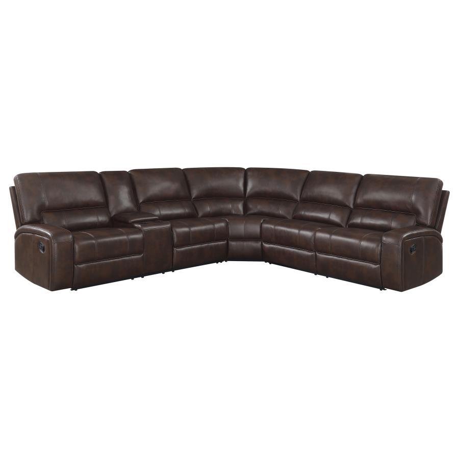 Brunson 3-piece Upholstered Reclining Sectional Sofa Brown (image for) Brunson 3-piece Upholstered Reclining Sectional Sofa Brown