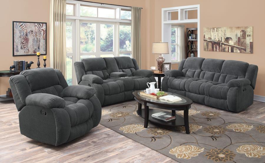 Weissman 3-piece Upholstered Reclining Sofa Set Grey (image for) Weissman 3-piece Upholstered Reclining Sofa Set Grey