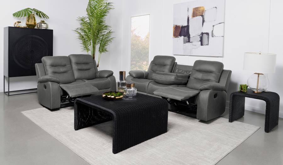 Nova 2-piece Upholstered Padded Arm Sofa Set Dark Grey (image for) Nova 2-piece Upholstered Padded Arm Sofa Set Dark Grey