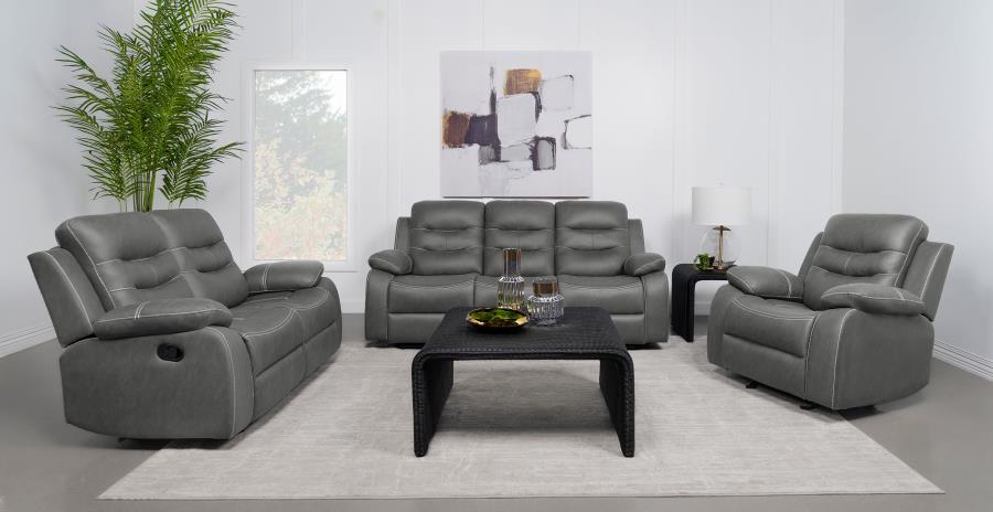 Nova 3-piece Upholstered Padded Arm Sofa Set Dark Grey (image for) Nova 3-piece Upholstered Padded Arm Sofa Set Dark Grey