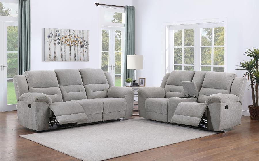 Gilson 2-piece Chenille Upholstered Sofa Set Grey (image for) Gilson 2-piece Chenille Upholstered Sofa Set Grey