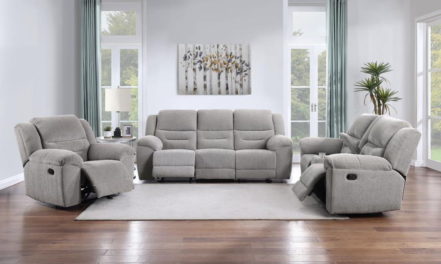 Gilson 3-piece Chenille Upholstered Sofa Set Grey (image for) Gilson 3-piece Chenille Upholstered Sofa Set Grey