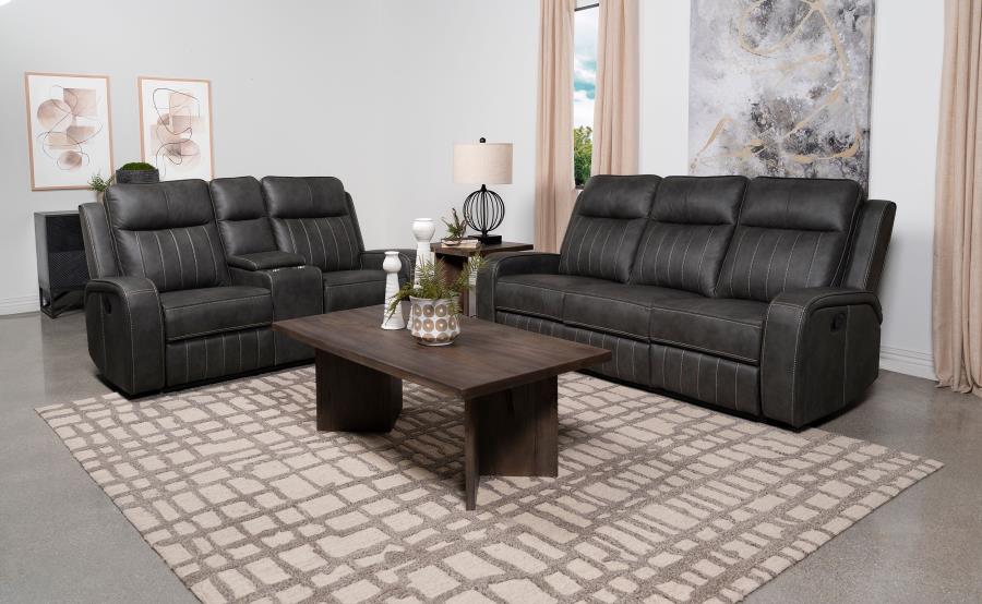 Raelynn 2-piece Upholstered Reclining Sofa Set Grey (image for) Raelynn 2-piece Upholstered Reclining Sofa Set Grey