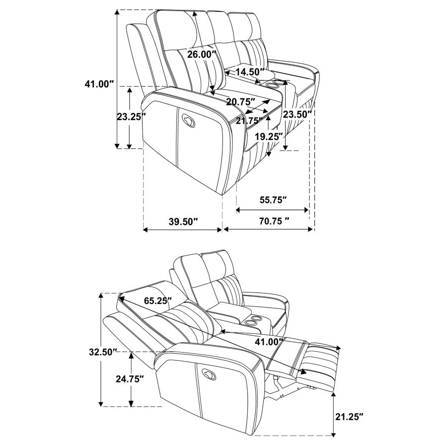 Modal Additional Images for Raelynn 2-piece Upholstered Reclining Sofa Set Grey