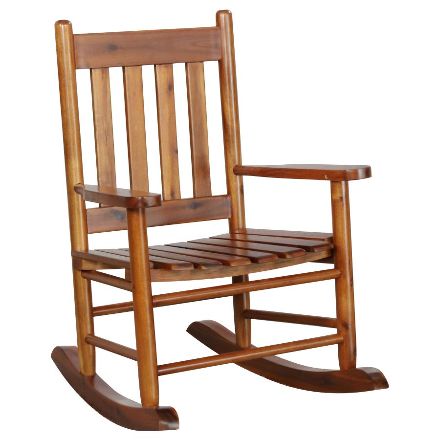 Annie Slat Back Solid Wood Kids Rocking Chair Golden Brown (image for) Annie Slat Back Solid Wood Kids Rocking Chair Golden Brown