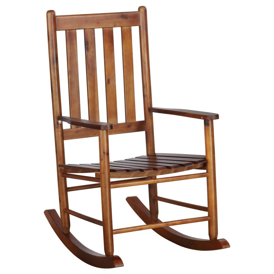 Annie Slat Back Solid Wood Rocking Chair Golden Brown (image for) Annie Slat Back Solid Wood Rocking Chair Golden Brown